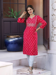 Anmi Embroidered, Leheriya Women Straight Kurta