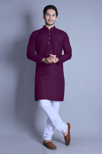 ALMORA Men Self Design A-line Kurta