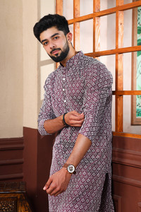 Koshin Men Printed Straight Kurta