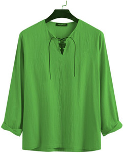 GAINELL Men Solid Straight Kurta Green - Image 3