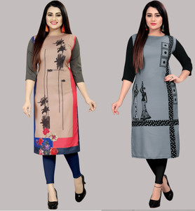 tanvi creation Women Printed Straight Kurta