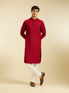 DIWAS by Manyavar Men Embroidered Straight Kurta