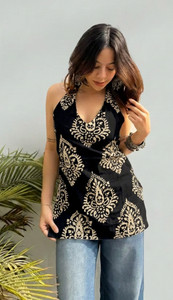 Krishna Women Black Tunic Kurta - Image 4