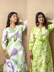 Tibra Attire Women Floral Print Straight Kurta
