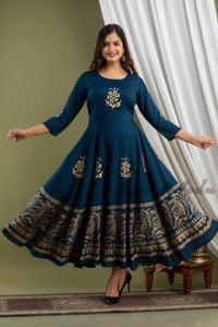 Lee Moda Women Floral Print Anarkali Kurta