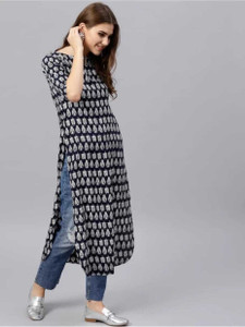 GKNR Women Printed A-line Kurta