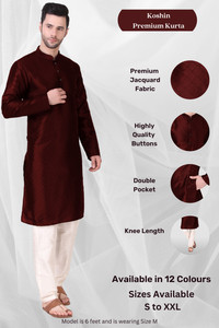 Koshin Men Block Print Straight Kurta