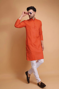 DARKCHILL Men Floral Print A-line Kurta