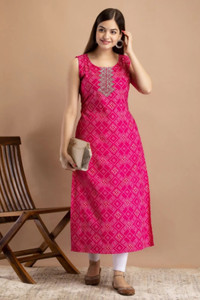 NETRA HADWORK Women Printed Straight Kurta