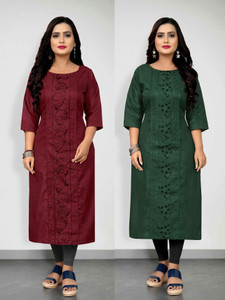 VIVIDH CREATIONS Women Embroidered Straight Kurta