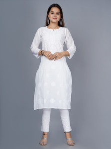 Lakhnavi Fabrics Women Embroidered Straight Kurta