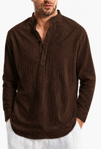 COMBRAIDED Men Brown Straight Kurta - Image 5
