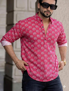 Poltern Men Printed Straight Kurta