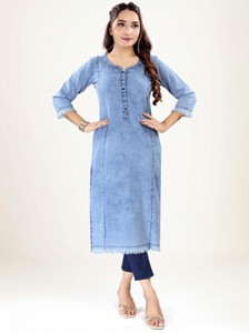 Aprika Women Washed Straight Kurta