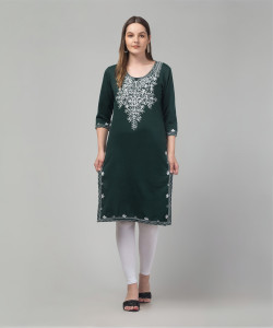 FamBee Women Embroidered Straight Kurta