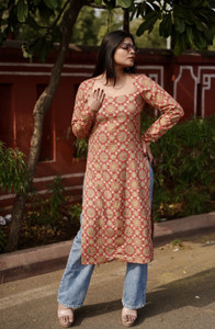 RAJAM Women Printed, Floral Print Straight Kurta