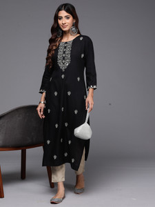 Indo Era Women Embroidered Straight Kurta
