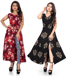tanvi creation Women Printed Frontslit Kurta