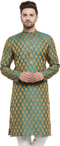 ALMORA Men Woven Design Straight Kurta