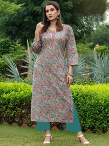 RR SA KURTIS Women Floral Print Straight Kurta