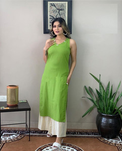 IndraStyle Women Solid Straight Kurta