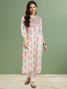 Anmi Floral Print, Embroidered Women Straight Kurta