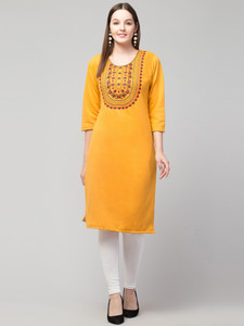 FamBee Women Embroidered Straight Kurta