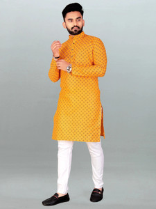FRELURO Men Printed, Self Design Straight Kurta