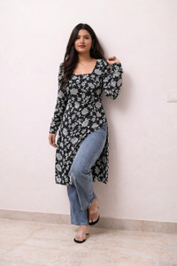 CLANGER Women Floral Print Straight Kurta