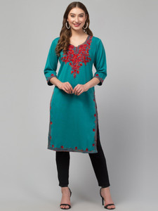 CROWN KING GARMENTS Women Embroidered Straight Kurta