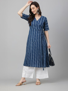 Janasya Women Printed Straight Kurta