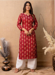 Fyunl Women Printed Straight Kurta