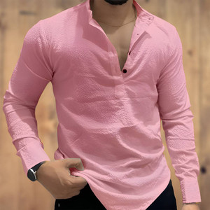 COMBRAIDED Men Solid Casual Yellow Shirt