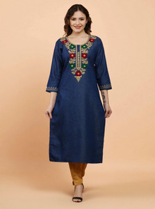 Aasma Creatives Women Embroidered Straight Kurta