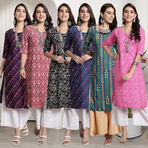 एथनिकबास्केट महिलाओं के लिए प्रिंटेड स्ट्रेट कुर्ता