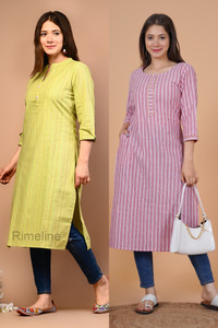 रिमेलिने महिलाओं के लिए धारीदार स्ट्रेट कुर्ता