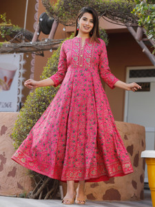 Aaradhiya Traders Women Printed Anarkali Kurta