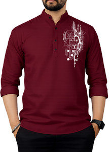 Cromtack Men Printed Straight Kurta