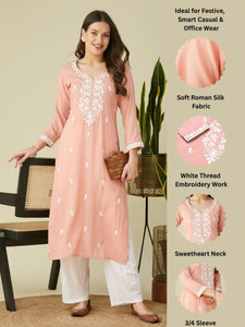 Rensa Women Embroidered Straight Kurta