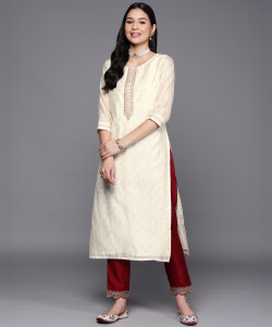 LIBAS Women Embroidered Straight Kurta