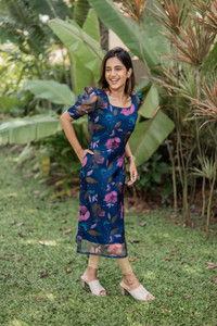 jacero Women Floral Print A-line Kurta