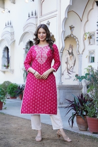 PHYSIL Women Embroidered Straight Kurta
