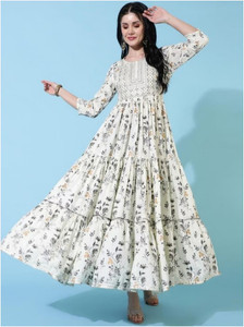 कावड़ी फैशन महिलाओं के लिए प्रिंटेड अनारकली कुर्ता