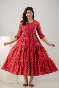 VARICOS Women Floral Print Flared Kurta