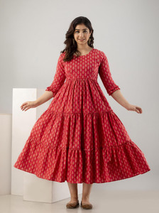 VARICOS Women Floral Print Flared Kurta