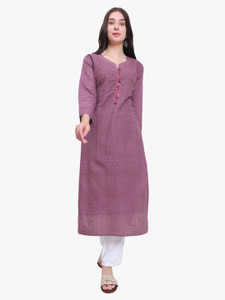4U Fashion Women Chikan Embroidery Straight Kurta