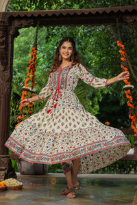 Rain & Rainbow Women Floral Print Anarkali Kurta
