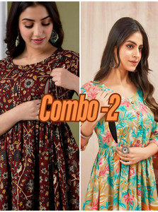 Dream Global Women Floral Print, Printed Anarkali Kurta