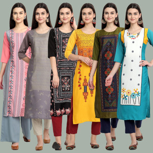 1 Stop Fashion Women Printed, Floral Print Straight Kurta
