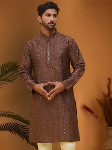 Jompers Men Embroidered Straight Kurta